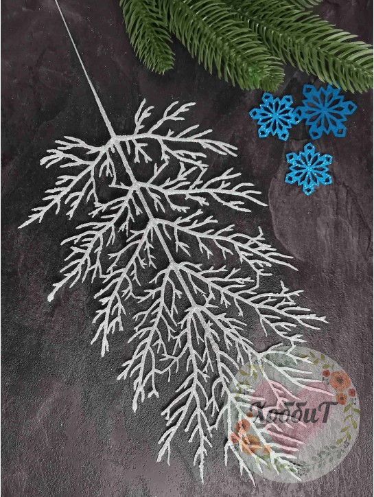 Ветка с глиттером 42,5*16см (белый)